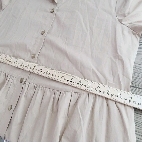 Masai Copenhagen Nydilla Dress 2XL Beige Cotton Tiered Midi Buttoned Shirt Dress - Picture 11 of 12